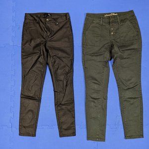 Women's skinny ankle pants bundle - black and olive green small/medium size 4-6